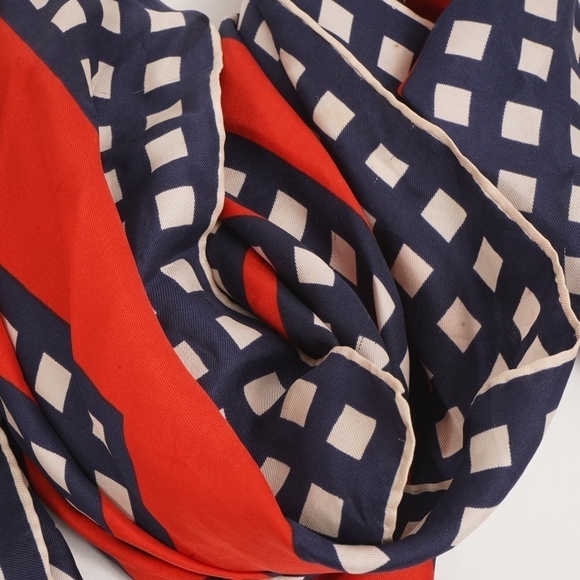 Vintage Echo Red‎ and Blue Square in Square Pattern Scarf​ - Picture 4 of 4